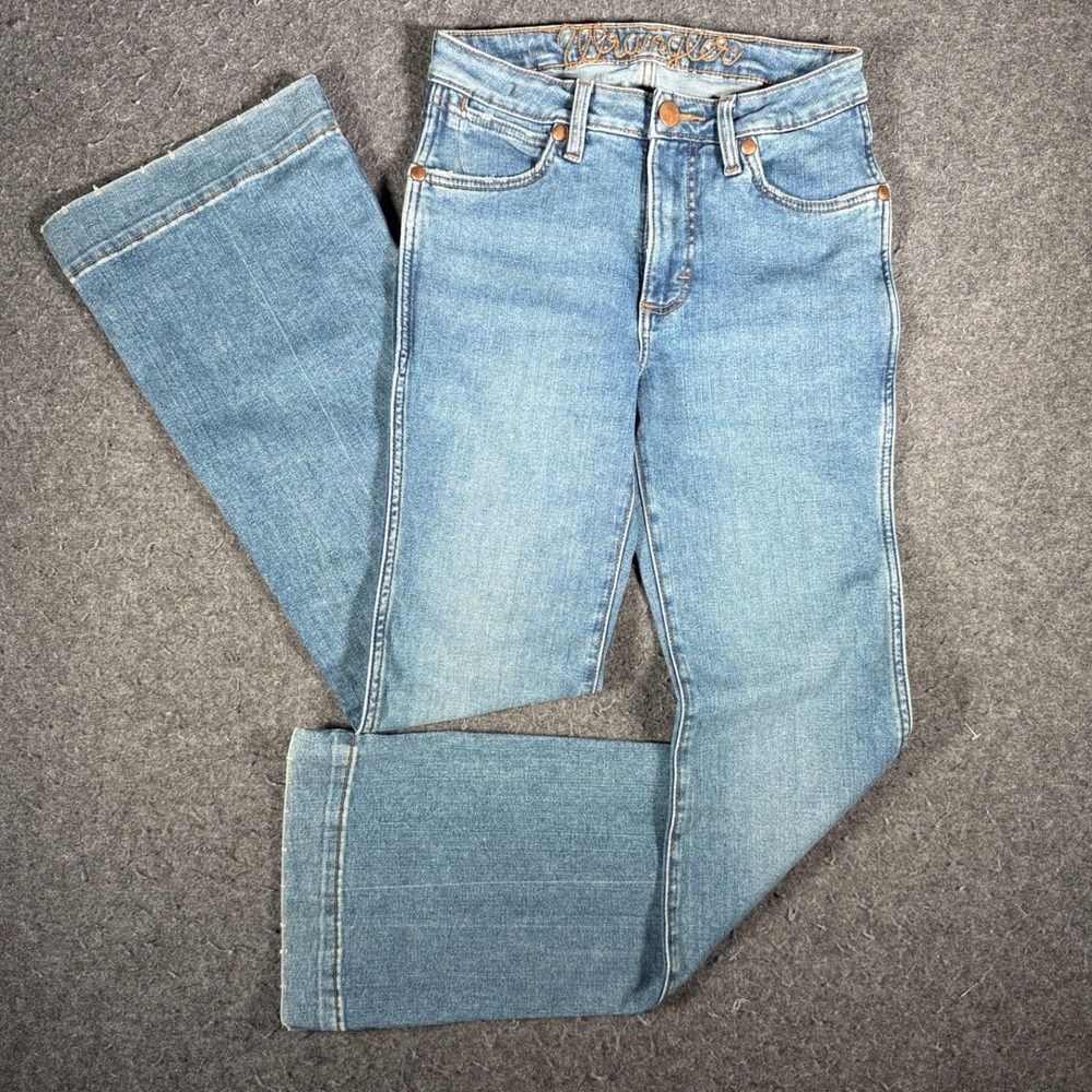 Wrangler Retro Trouser Boot High Rise Flare Jeans Medium Wash 1011MPESY 27x34